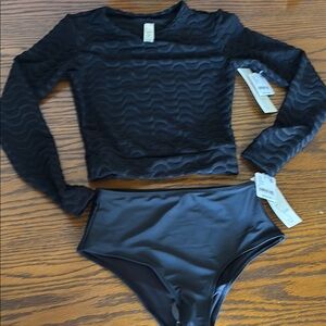 Seea Black Long Sleeve Bikini Set